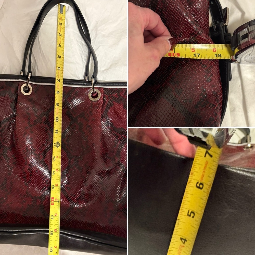 *RARE* AUTHENTIC LONGCHAMP Burgundy Embossed Leather Tote - NEW $400USD/$550CDN - Picture 12 of 16